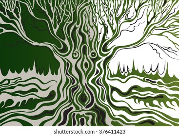 Stylized isolated single tree (oak). Suitable for invitation, flyer, sticker, poster, banner, card,label, cover, web. Vector illustration.