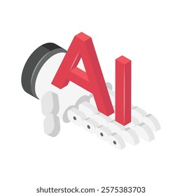 A stylized isometric icon of a robotic hand