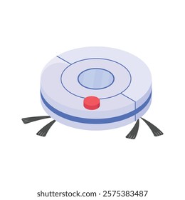 A stylized, isometric icon of a robotic vacuum cleaner.