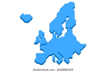 Mapa isométrico estilizado do continente europeu em um estilo simples. Mapa moderno do continente para infográficos, apresentações.