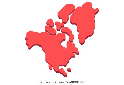 Mapa isométrico estilizado do continente da América do Norte em um estilo simples. Mapa moderno do continente para infográficos, apresentações.