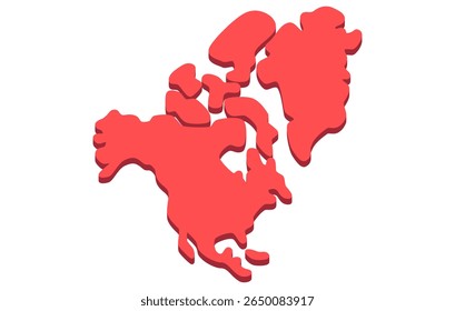 Mapa isométrico estilizado do continente da América do Norte em um estilo simples. Mapa moderno do continente para infográficos, apresentações.
