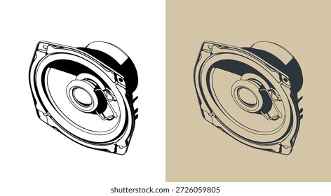 Ilustración vectorial isométrica estilizada de un altavoz