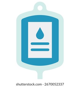 Stylized IV Drip Bag with Drop and Horizontal Lines Icon
