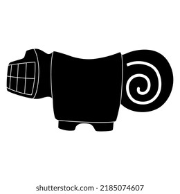 Stylized jaguar. Animal totem from ancient Ecuador. Valdivia culture. Native American pre Columbian art. Black and white negative silhouette.