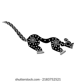 Stylized jaguar from Costa Rica. Native American art of pre Columbian Indians. Black and white negative silhouette.