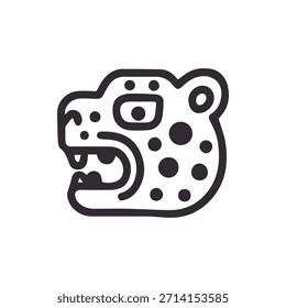 Stylized jaguar head icon with bold lines reflecting ancient Mesoamerican art A powerful symbol of strength and agility for modern designs