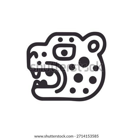 Stylized jaguar head icon with bold lines reflecting ancient Mesoamerican art A powerful symbol of strength and agility for modern designs