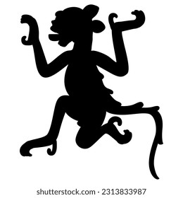 Stylized jaguar with talons and his tongue out. Native American art of Aztec Indians. From Mexican codex. Black silhouette on white background.