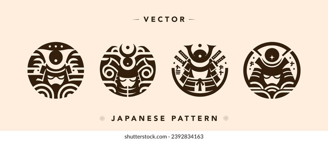 Stylized Japanese Samurai Helmets Vector Design