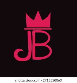 Stylized JB monogram logo featuring a crown symbol above the letters, designed in an elegant and modern luxury style. Minimal branding emblem isolated on a dark background, suitable for fashion brands, beauty products, royalty themes, premium businesses, personal logos, and creative brand identity concepts.