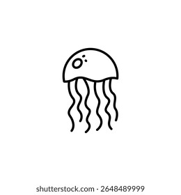 Stylized Jellyfish Illustration With Flowing Tentacles On Transparent Sheet
