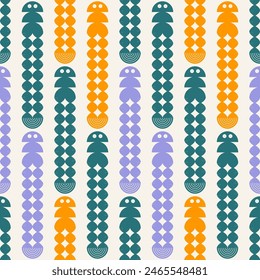 Stylized jellyfish in Scandinavian style. Vector print, seamless pattern, background, design