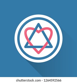 Stylized Jewish Star Logo. Heart and triangle in a circle.