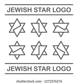 Stylized Jewish Star Logo Set