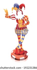 Stylized Joker without face standing on a fiche and taking a bow