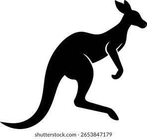 Silhueta estilizada de canguru: gráfico de vetor de fauna australiano, minimalista e arrojado