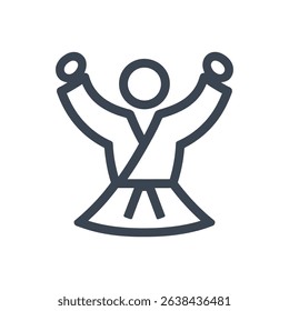 Stylized karate figure triumphs in training icon.