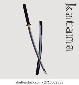 Una katana estilizada hecha en forma de Vector limpio. El diseño general enfatiza el equilibrio, la nitidez y la elegancia, utilizando contornos audaces, colores planos y Vectores de Alta resolución.