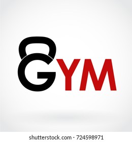 stylized kettle bell gym text label