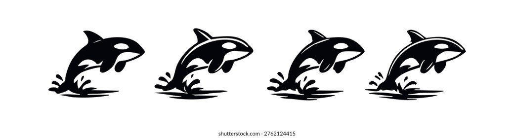 Stylized Killer Whale Jumping Illustrations