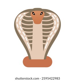 Stylized King Cobra Illustration, Flat Design