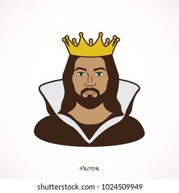 Stylized king (prince), flat style, icon isolated on white background, avatar