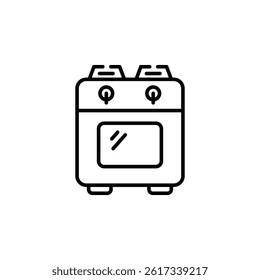 Stylized kitchen appliance illustration depicting a gas oven icon