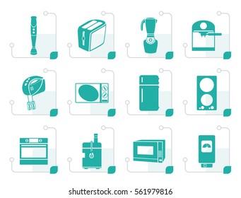 Stylized Kitchen and home equipment icons - vector icon set