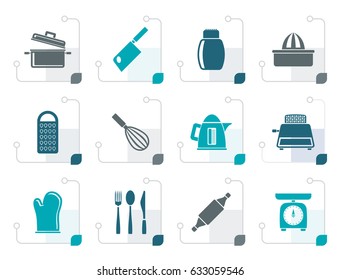 Stylized Kitchen and household Utensil Icons - vector icon set