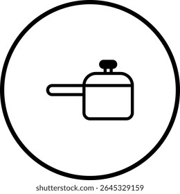 Stylized Kitchen Icon: Simple Pot Design within a Circular Frame for Culinary Themes