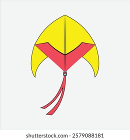 Stylized Kite with Tail Vector