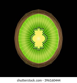 Stylized kiwi fruit with triangle polygon structure. Vector illustration