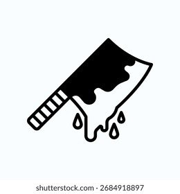Stylized Knife Blade With Dripping Liquid: Dark Silhouette, Hazard Symbol For Art, Horror, And Graphic Design
