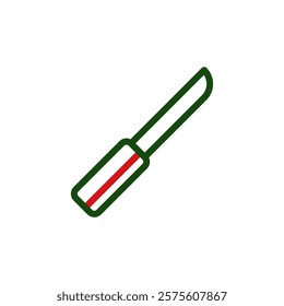 Stylized Knife Outline Green and Red