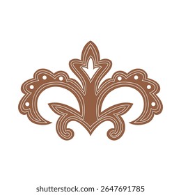 Stylized Kyrgyz ethnic ornament with symmetrical curls and dotted details. Ideal for cultural prints, decor, or fabric. Rich in heritage and symbolism.
