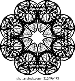 Stylized lacy flower. Vector illustration. Vintage decorative elegant motif. Anti stress coloring book page for adults.
