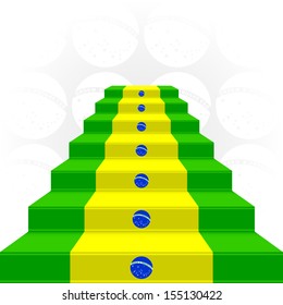 The stylized ladder on a light background. Flag of Brazil.