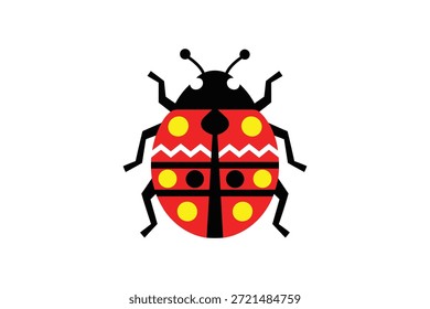 Stylized ladybug vector illustration with geometric patterns - Flat design ladybug icon with decorative shell patterns