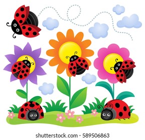 Stylized ladybugs theme image 5 - eps10 vector illustration.