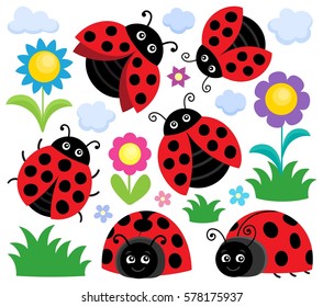 Stylized ladybugs theme set 1 - eps10 vector illustration.