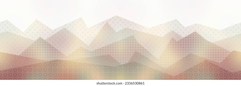Stylized landscape, abstract mountain view, seamless border, vector illustration