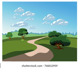 Stylized landscape. Picture stylized. Cartoon landscape.