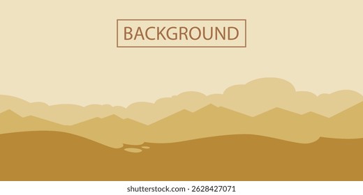  Un paisaje estilizado con colinas onduladas en cálidos colores marrón y beige. El cielo es claro, con una transición de color suave.