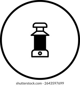 Stylized Lantern Icon within Circular Frame: A Minimalist Illustration of Illumination