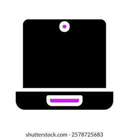 Stylized Laptop Icon with Purple Accents and Rounded Corners