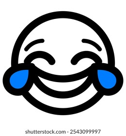 Stylized Laughing Emoji With Tears And Closed Eyes. Face Laughing Hysterically. Popular Chat Element. LOL Initialism.