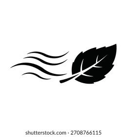 Design de ícone gráfico com corrente de ar e folha estilizada.