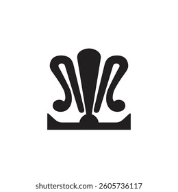 Stylized leaf, black and white, simple graphic design