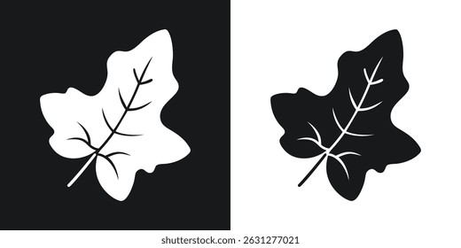 Stylized leaf graphic in two contrasting color schemes for decorative and design applications